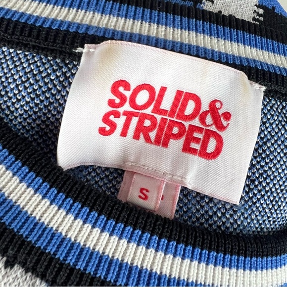 Solid and Striped Mackenzie Plaid Blue White Knit Pullover Sweater Size S - Picture 5 of 6